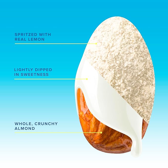 SkinnyDipped Lemon Bliss Almonds, Mini Snack Packs, Chocolate Covered Almonds, Low Sugar, Gluten Free, Healthy Snack, 24 Count