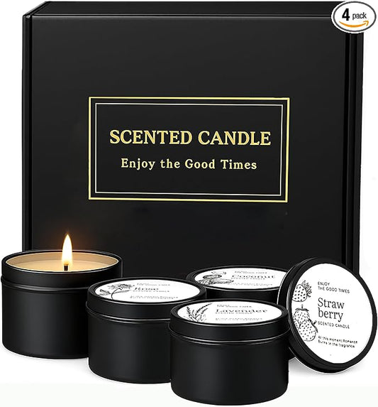 Scented Candles Gift Set for Women – Clean Floral Soy Wax Candles with Lavender, Rose, Coconut & Strawberry – Relaxing Aromatherapy Candles for Home Décor, Birthday & Holiday Gifts