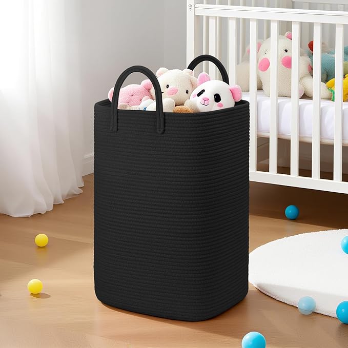 Laundry Basket,Woven Cotton Rope Laundry Hamper,60L Versatile Storage for Dirty Clothes,Baby Toys,and Blankets in Bathroom, Nursery,and Living Room