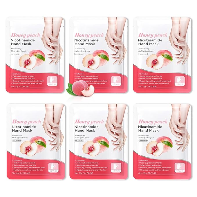 6 Pairs Hand Mask for Dry Cracked Hands,Nourishing Moisturizing Gloves,Hands Moisturizer for Deep Moisturizing,Silky Smooth Moisturizing Gloves,Hand Care Mask Set(G)