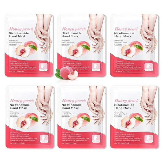 6 Pairs Hand Mask for Dry Cracked Hands,Nourishing Moisturizing Gloves,Hands Moisturizer for Deep Moisturizing,Silky Smooth Moisturizing Gloves,Hand Care Mask Set(G)