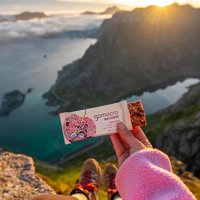 GoMacro MacroBar Organic Vegan Snack Bars - Cherries + Berries (2.0 Ounce Bars, 12 Count)