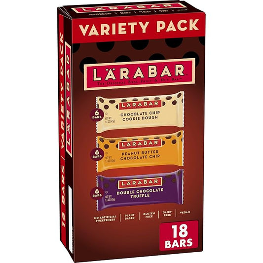 Larabar Chocolate Variety Pack, Fruit and Nut Bars, Gluten Free and Vegan, 28.8 oz, 18 Ct