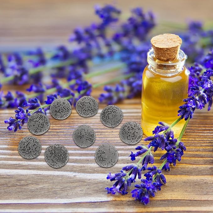 Baluue 20pcs Natural Volcanic Rock Essential Oil Diffuser Stones, 0.62 Inch Grey Aromatherapy Essential Oil Diffuser Stones for Home, Office