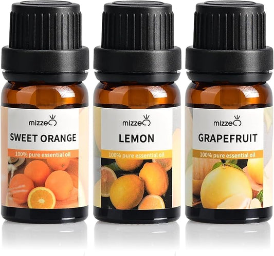 MIZZEO Fruity Essential Oil Set, Premium Pure & Natural Aromatherapy Essential Oils for Diffuser for Home, 3 * 10 ML Diffuser Oil Gift Set- Sweet Orange,Lemon,Grapefruit