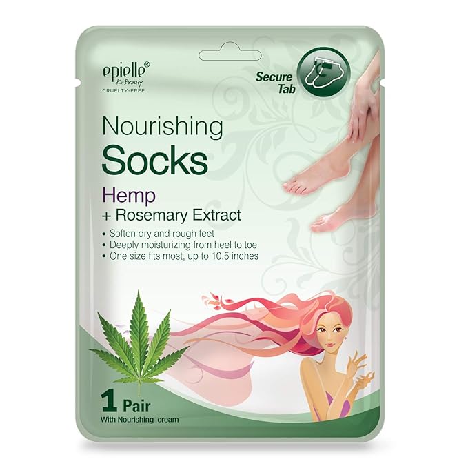 Epielle Relaxing & Nourishing Hand & Foot Masks 12 Pairs, Repair and Relax Dry Hands & Cracked Heels with Lavender Extract & Hemp, Korean Skin Care, Spa Self Care Gifts for Women, 6 Gloves & 6 Socks