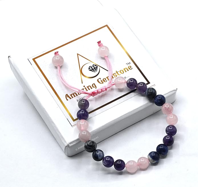 Natural Healing Crystal Bracelet for Women - Mens Bracelet Energy Balancing Gemstones Set - Adjustable Stone Bead Bracelet for Men and Women - Chakra Crystal Therapy Accessory, Meditation