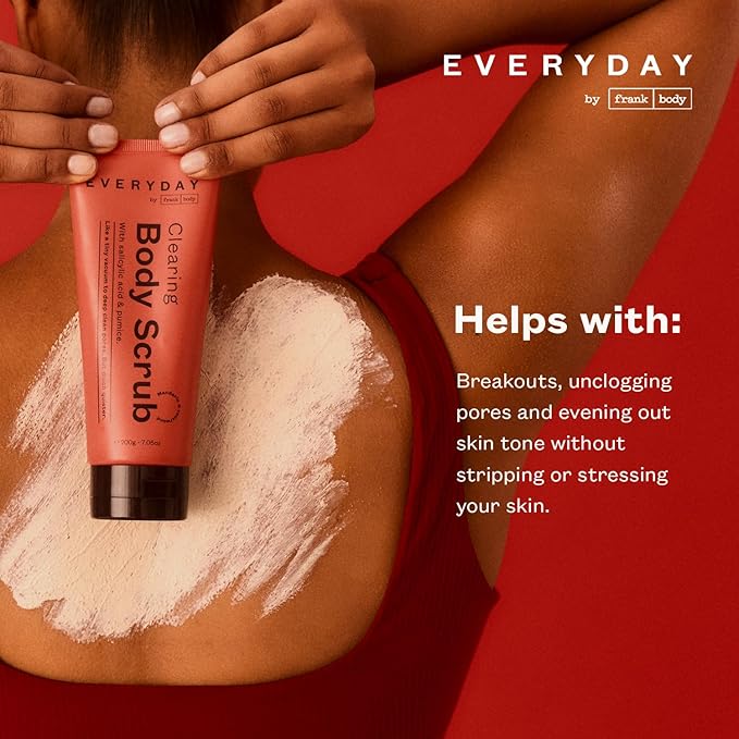 frank body Clearing Body Scrub | Purifies Pores, Fights Breakouts & Oily Skin|Salicylic Acid, White Clay & Niacinamide | Mandarin & Cedarwood Scent | Vegan & Cruelty Free | 200g