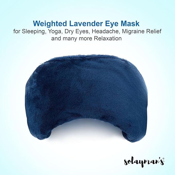 Weighted Lavender Eye Mask for Sleeping, Yoga, Dry Eyes - Great Relaxation Gifts for Mom, Dad, Women, Men - Aromatherapy Lavender Eye Pillow Gift (Navy Blue)