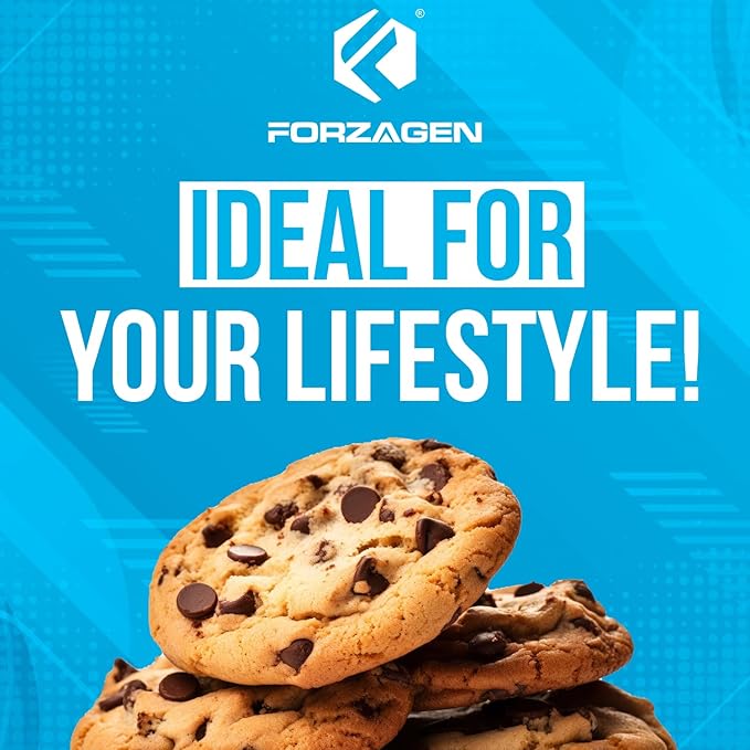 Forzagen Vegan Protein Cookies - Chocolate Chip Flavor | Low Carb Treats, Healthy Snacks, No Artificial Sweeteners and Trans Fat | Plant Based Vegan Snack,10g of Protein per Serving | 6-Pack