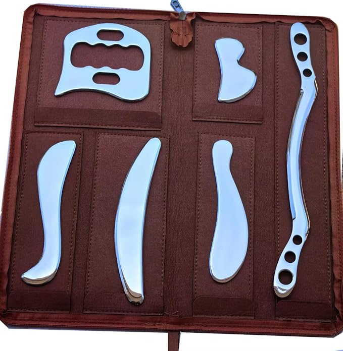 Gua sha Tool gua sha Stainless Steel iastm Tool Gussha Massage Tool Muscle Scraping Tool for Soft Tissue Therapy and Reduce Arms,Back, Legs, Neck Muscle Pain(hu6)………