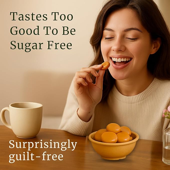 Andy Anand Chocolatier Sugar Free Butter Toffee Hard Candy With Cream Made in Europe Gluten Free, Mouthwatering Experience With Diabetic-friendly, Stevia Sweetened Candy (40 Pcs, 7 Oz)