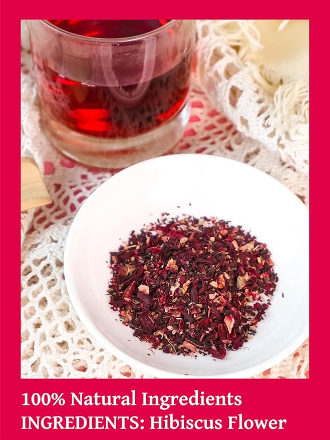 TeeLux Hibiscus Tea Bags, Natural Hibiscus Flowers Herbal Tea, Caffeine Free, Refreshing Tart Flavor, Hot & Iced Tea, 50 Count