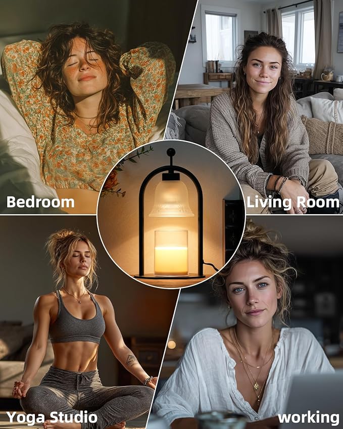 Candle Warmer Lamp with Timer Dimmable, Vintage Black Home Decor for Bedroom, Housewarming Birthday Gifts for Women Mom, Wax Melter Warmer for Jar Candles with 2 Bulbs