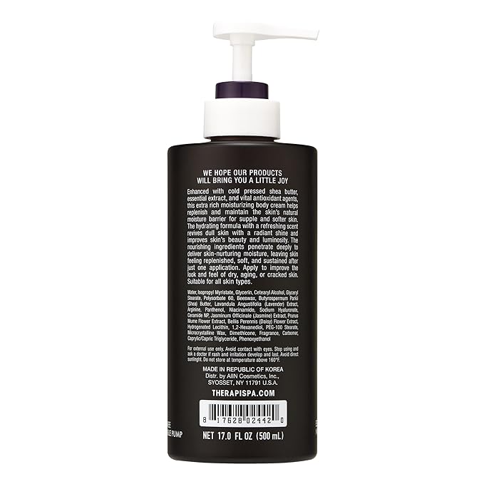 THERAPISPA Scented Body Lotion for Women – Calming Lavender Scented Moisturizer with Shea Butter, Ceramides & Panthenol to Soothe, Smooth & Comfort Dry Skin (Lavender, 17.0 fl oz)