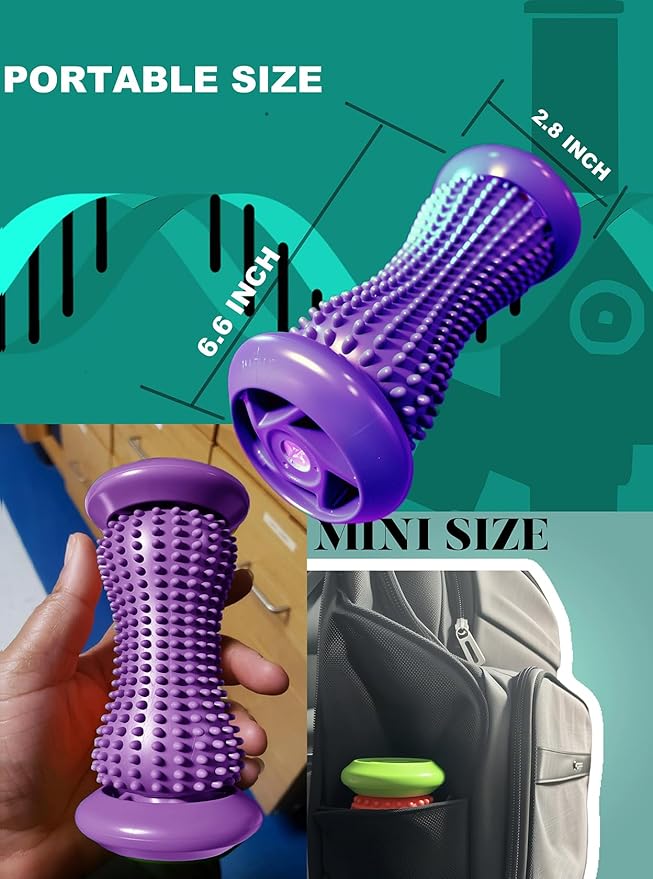 Manual Foot Massager Roller for Plantar Fasciitis Relief, Portable Deep Tissue Muscle Massage Roller for Foot Arch and Heel Pain, Effective Reflexology Tool Relax The Nerves (Rose Purple)