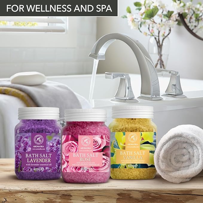 Rose Bath Salts 46 Oz - Natural Rosewood Oil & Rose Extract - Best for Relaxing - Good Sleep - Beauty - Bathing - Body Care - Wellness - Relax - Aromatherapy - Spa