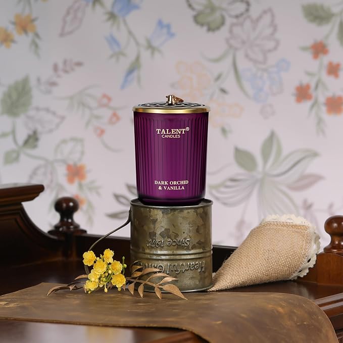 Jar Candles for Home Scented, Aromatherapy Candles Gifts for Women & Men, Natural Soy Candle, 8.4oz Traditional Style, Dark Orchid & Vanilla