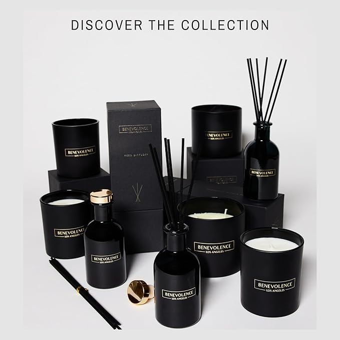 Benevolence LA Eucalyptus & Chamomile Scented Candle | Soy Candles, Black Candle for Home | Gifts for Women and Men | Home Fragrance | Aromatherapy | 8oz, 45 Hour Burn