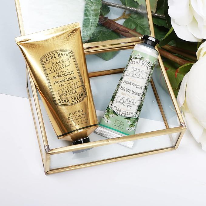 Panier des Sens - Small Hand Cream for Dry Cracked Hands - Jasmine Mini Hand Lotion for Dry Skin - With Sweet Almond and Olive Oil - Hand Care 96% Natural Ingredients - Travel Size 1 floz