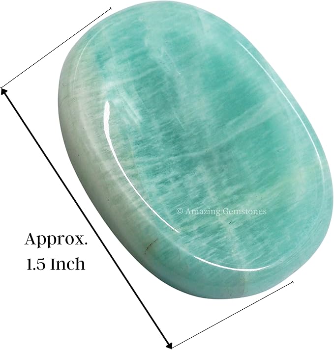 Amazing Gemstone Amazonite Worry Stone Crystals and Healing Stones for Stress Relief Gifts - Piedra Crystal Fidget for Meditation, Relaxation - Unique Stocking Stuffers and Birthday Gifts