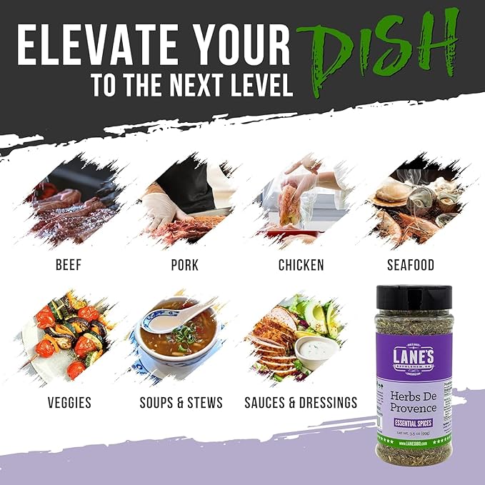 Lane's Herbs De Provence Seasoning Spice, All-Natural Mediterranean Herb De Provence Seasoning For Meat, Veggies, Soups & Sauces, Made in USA, 3.5 oz