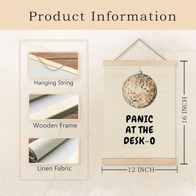 Exqcom Funny Office Decor, Panic at the Desk-O Wall Art Poster, Retro Trendy Y2K Disco Ball Mental Health Posters for Office Workplace Workroom Home Decor, 12x16 Inches