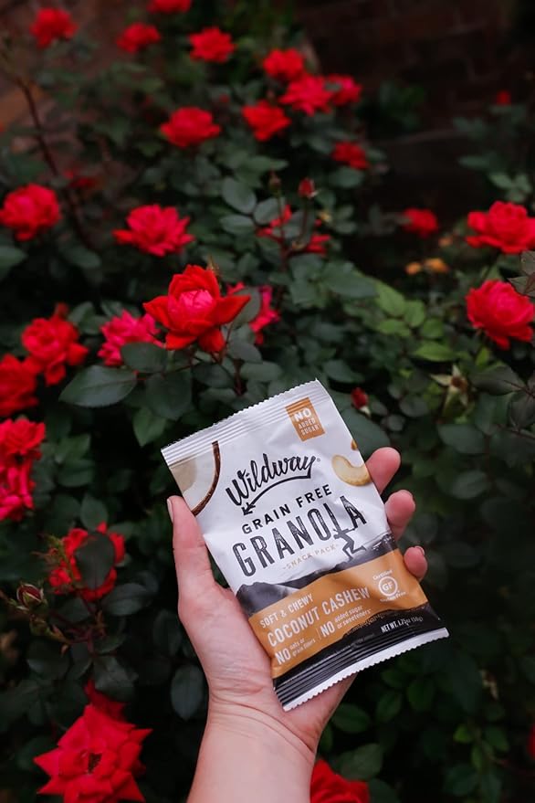 Wildway Keto Granola Snack Packs| Coconut Cashew | Grain-Free Certified Gluten-Free Cereal | Vegan, Low Carb & No Sugar Added | Paleo-Friendly, Non-GMO Fruit & Nut Clusters | Nutrient-Rich | 12 Pack