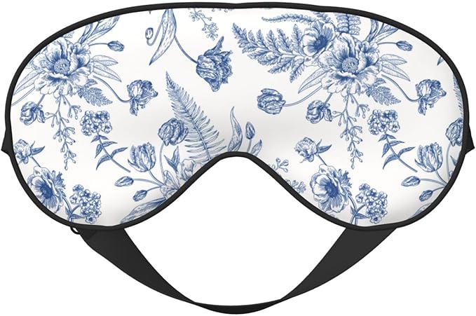 Vintage Blue Floral Peony Sleeping Eye Mask Eye Mask for Sleeping Soft Comfort Eye Shade Blackout Eye Cover for Deep Rest Travel Nap Meditation