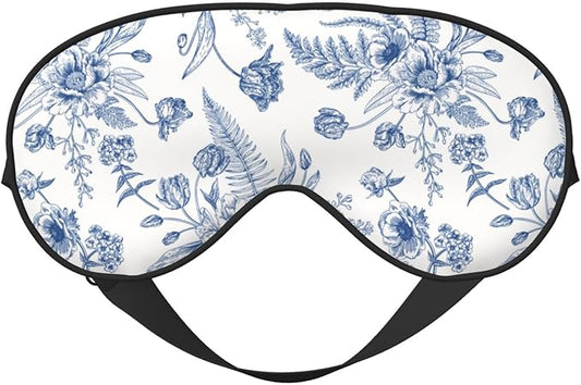 Vintage Blue Floral Peony Sleeping Eye Mask Eye Mask for Sleeping Soft Comfort Eye Shade Blackout Eye Cover for Deep Rest Travel Nap Meditation