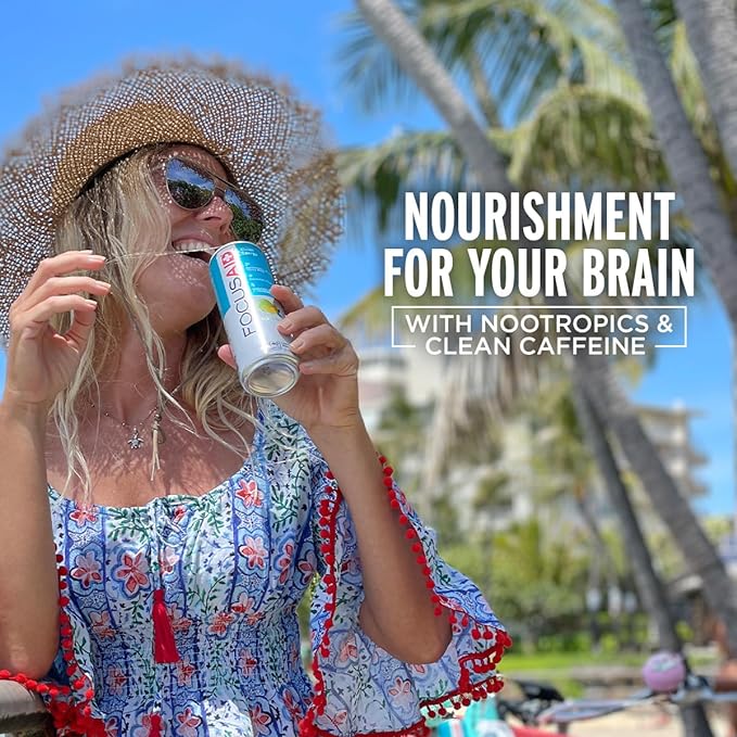 FOCUSAID Energy Blend, Brain Boosting Nootropics Drink, Alpha-GPC, GABA, B-Complex, Yerba Mate, Green Tea, 100% Clean, 100mg Natural Caffeine, 12-oz. can, 12 Pack