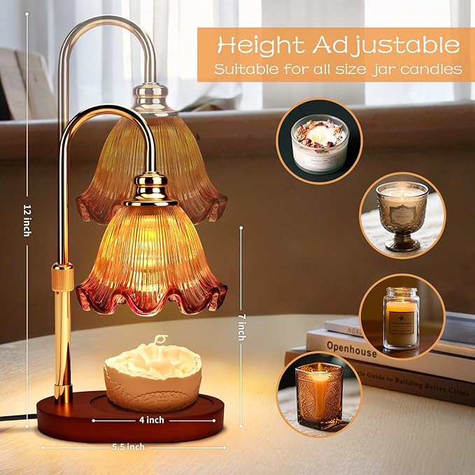 Candle Warmer Lamp with Timer Dimmable: Birthday Gifts for Women & Home Decor for House Warming Gifts New Home– Wax Warmer Gifts for Mom - 3 Timer Modes, 4 Brightness Levels, Adjustable Height