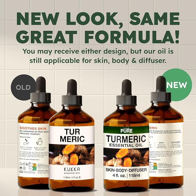 KUKKA Turmeric Oil for Skin - 4 Fl Oz - for Hair, Skin, Diffuser, Aromatherapy & DIY Soap Making Scent