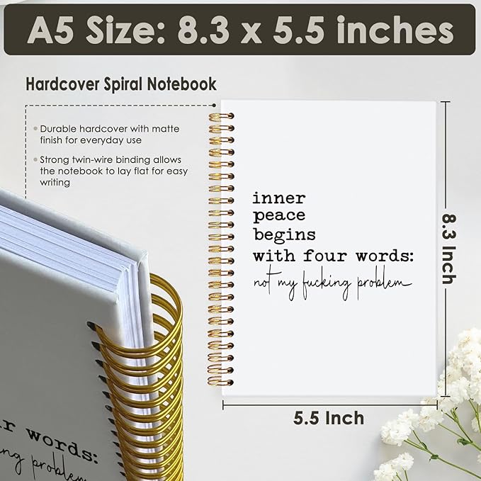 Funny Office Notebooks for Work, Funny Notebooks Gifts for Coworkers,Sarcastic Gifts, Work Journals for Men Women, Not My Problem Hardcover Spiral Notebook 5.5x8.3