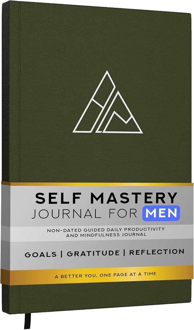Self-Mastery Journal for Men - Gratitude Journal – 5 Minute Journals - Reflection Manifestation Journal for Mindfulness – Goal/Guided Gratitude Journel for Women & Men (Olive)