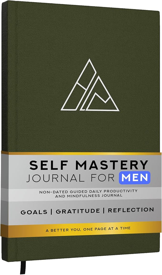 Self-Mastery Journal for Men - Gratitude Journal – 5 Minute Journals - Reflection Manifestation Journal for Mindfulness – Goal/Guided Gratitude Journel for Women & Men (Olive)