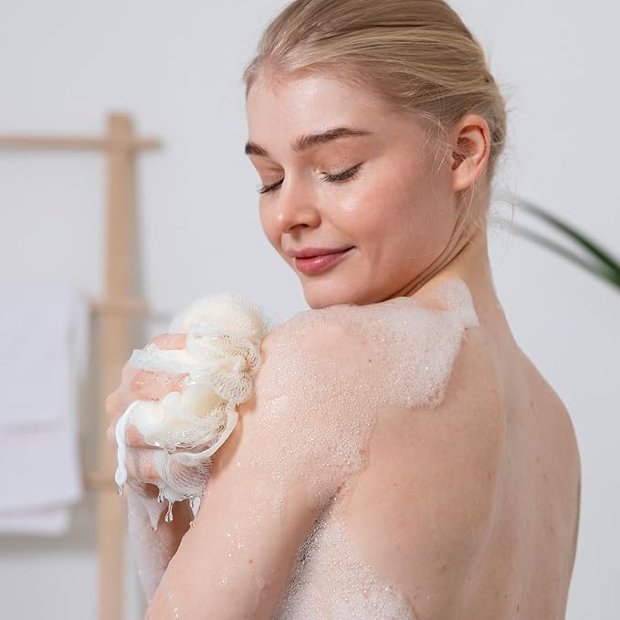 3pcs Washcloth Loofah with Portable Traveling Case 2 in 1 Bar Soap Pouch Combo Shower Loofah Bath Sponge Exfoliating Body Scrubber for Body Wash Cleansing and Smooth Skin