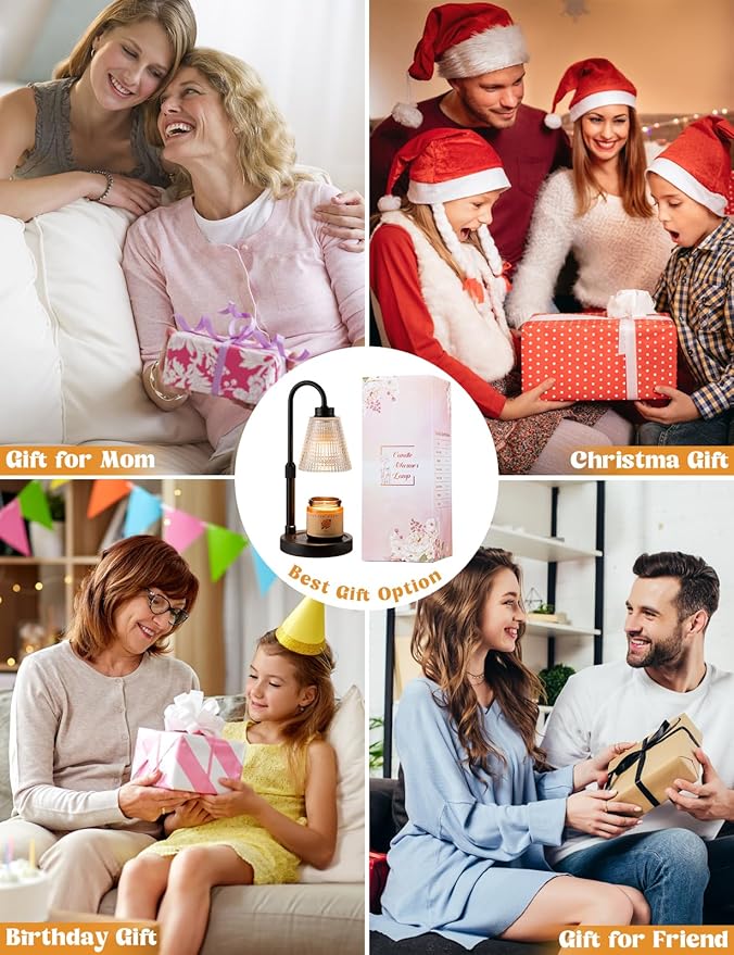 Innqoo Candle Warmer Lamp with Timer, Dimmable Candle Warmer for Jar Candles, Height Adjustable Wax Melts Warmer, Birthday Gifts for Women Mom, House Warming Gifts New Home Decor