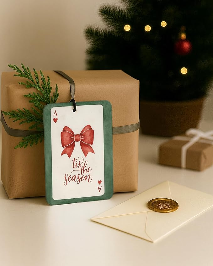 Red and Green Boho Christmas Berry Car Air Freshener 4 Pcs, Retro Red Christmas Bow Snowflake Hanging Air Freshener for Cars Closet Drawer Books, Xmas Car Accessories Mirror Decor for Women