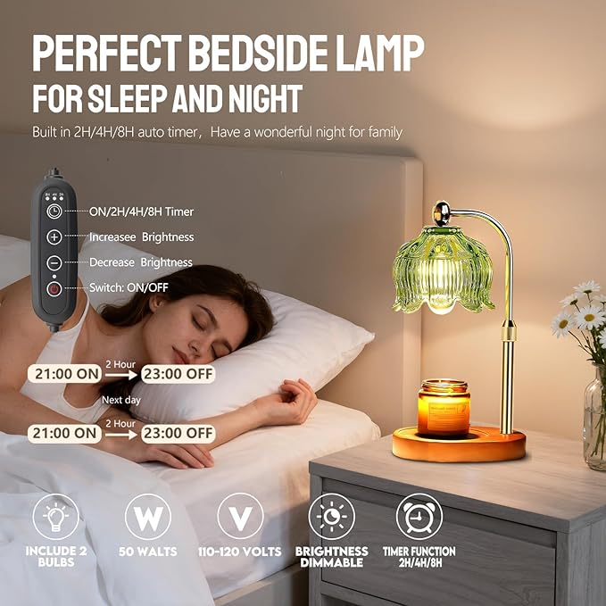 GEEZO Fragrance Candle Warmer Lamp,Electric Candle Warmer with Timer & Dimmer,Mom Christmas Birthday Gifts for Women, House Warming Gifts New Home Bedroom Decor