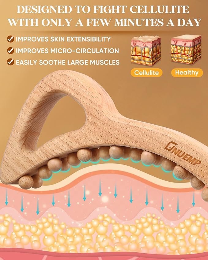 ONUEMP Wood Therapy Massage Tools, Cellulite Massager Body Slim Brush, Maderoterapia Kit Colombiana for Lymphatic Drainage, Body Sculpting, Myofascial Release, Deep Tissue