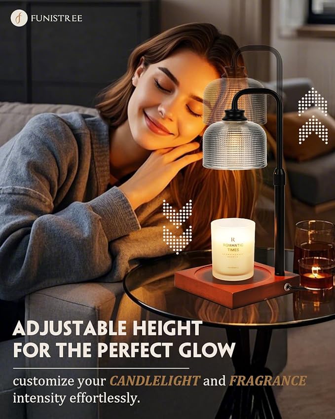Candle Warmer Lamp with Timer Dimmable, Adjustable Height, House Warming Gifts New Home Room Decor, Christmas Birthday Gifts for Women Mom, Wax Warmer Lamp for Jar Candles with 2 Bulbs