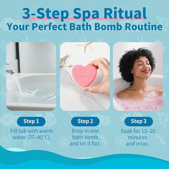 Bath Bombs for Women, Stocking Stuffers, Bath Bombs Plant Scented Lavender, Rose, Eucalyptus, 6 x 2 oz