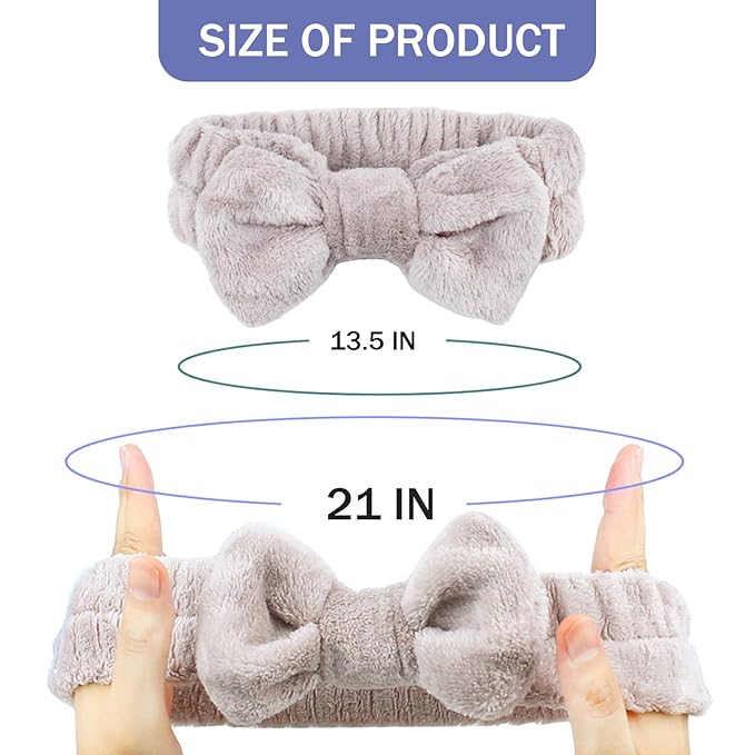 9 Pcs Coral Fleece Spa Headband and Wristband Set Fuzzy Skincare Hairbands Stretchy Wrist Wash Bands for Washing Face Make Up Women