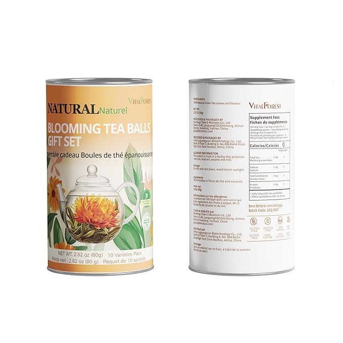 Blooming Tea Gift Set, 10 Unique Varieties Flowering Tea Balls, VitalForest Individual Packing Handmade Blooming Green Tea with Flowers for Anniversary, Valentine, Birthday