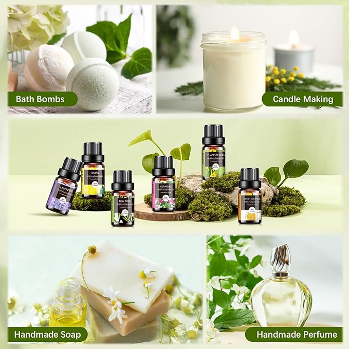Essential Oils Set - 26x5ml Pure Aromatherapy Essential Oils Kit for Diffuser, Massage, Skin & Hair Care, Candle Making - Lavender, Tea Tree, Eucalyptus, Sandalwood, Peppermint, Rosemary, Lemongrass