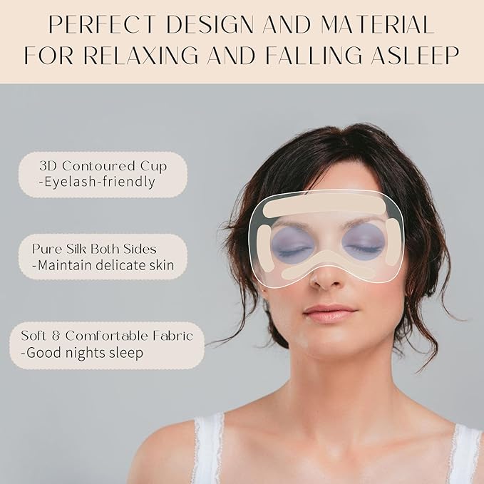 100% 22 Momme Mulberry Silk Sleep Mask, Eye Cover for Sleeping, Blackout 3D Sleep Masks for Lash Extensions with Adjustable Strap for Men and Women (Burgundy)