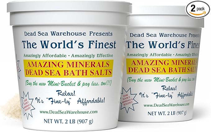Dead Sea Warehouse - Dead Sea Salts for Soaking - 100% Dead Sea Mineral Bath Salts - Great for Soothing Muscles Aches, Relaxation, Alleviate Skin Issues - Unscented - 2 lbs - 2 Pack