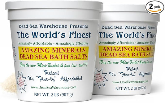 Dead Sea Warehouse - Dead Sea Salts for Soaking - 100% Dead Sea Mineral Bath Salts - Great for Soothing Muscles Aches, Relaxation, Alleviate Skin Issues - Unscented - 2 lbs - 2 Pack