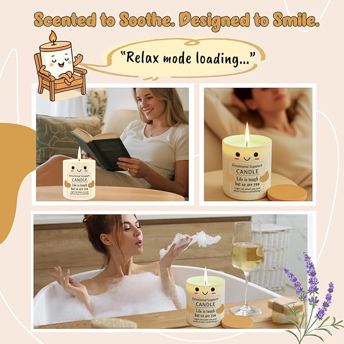 Funny Inspirational Emotional Support Candle Christmas, Positive Affirmation, Stress Relief Gift for Women, Men, Coworker, Friend Motivational Self-Care Cheer Up,New Job,Birthday, Xmas Candles